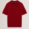 CAELUM Herringbone Texture Knit Short Sleeve Polo