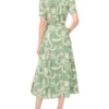 CAMILE Raised Embroidery Cotton Midi Shirt Dress
