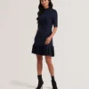 CANDDY Pleated Hem Bodycon Knit Mini Dress