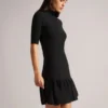 CANDDY Pleated Hem Bodycon Knit Mini Dress