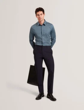 CAYLAXE Slim Fit Geo Print Cotton Blend Shirt