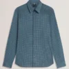 CAYLAXE Slim Fit Geo Print Cotton Blend Shirt