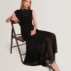 CELYINA Sheer Detail Textured Knit Midaxi Dress