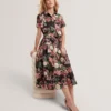 CHARLIE Floral Tie Waist Midi Shirt Dress