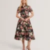 CHARLIE Floral Tie Waist Midi Shirt Dress