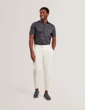 CHASKA Mini Floral Print Short Sleeve Shirt
