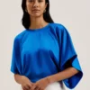 CHERIKA Batwing Short Sleeve Satin Blouse