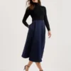 CHIRA Knit Bodice Midi Dress With Wrap Skirt