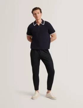 CIALDAT Tapered Leg Stretch Waist Woven Pants