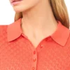 CLARA Pointelle Knit Short Sleeve Polo Shirt