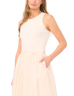 COLETTE Ribbed Knit Racer Tank Top