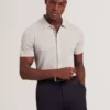 CONNYR Textured Knit Button-Through Polo Shirt