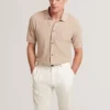 CONNYR Textured Knit Button-Through Polo Shirt