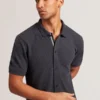 CONNYR Textured Knit Button-Through Polo Shirt