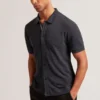 CONNYR Textured Knit Button-Through Polo Shirt