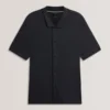 CONNYR Textured Knit Button-Through Polo Shirt