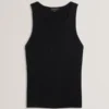 CREW NECK TANK TOP WITH RIB Black
