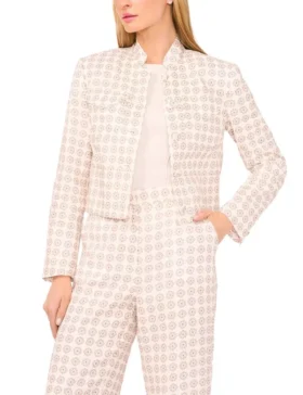 CROPPED STRUCTURED POCKET DETAIL JACKET Ivory