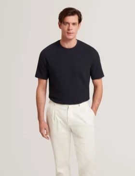 CURLYS Zig Zag Texture Knit Crew Neck T-Shirt