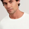 CURRAN Rolled Edge Linen Blend Knit T-Shirt