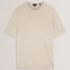 CURRAN Rolled Edge Linen Blend Knit T-Shirt
