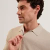DECKERS Ottoman Ribbed Knit Zip Neck Polo