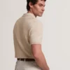 DECKERS Ottoman Ribbed Knit Zip Neck Polo