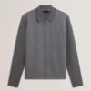 DEJO Herringbone Wool Blend Zip Up Cardigan