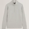 DOUGLES Cable Texture Zip-Neck Sweatshirt