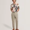 DOWLLE Garden Print Crew Neck Cotton T-Shirt