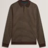 DURAND Long Sleeve Geo Jacquard Polo