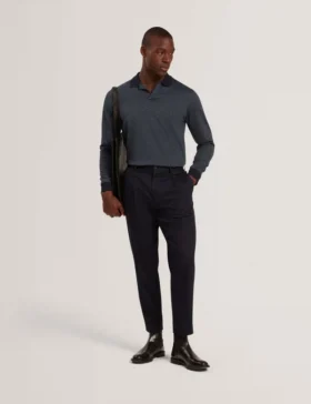 DURAND Micro Geo Jacquard Long Sleeve Polo