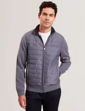 DURANO Quilted Front Zip-Through Knit Jacket