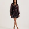 EBENE Floral Print Belted Mini Shirt Dress