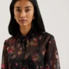 EBENE Floral Print Belted Mini Shirt Dress