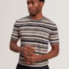 EBRG Striped Linen Blend Knitted T-Shirt