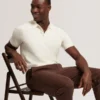 EDGARD Mixed Texture Cotton Linen Knit Polo