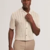 EDIO Stitched Stripe Knit Button-Through Polo