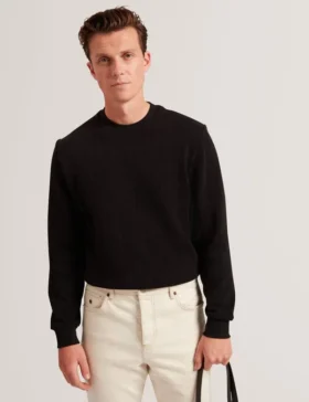 ELATES Herringbone Texture Crew Neck Sweatshirt