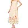ELINE Floral Hem Woven Strappy Midi Dress