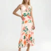 ELIZABETH Floral Ruched Front Sleeveless Midi Dress ELIZABETH Floral Ruched Front Sleeveless Midi Dress