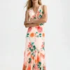 ELIZABETH Floral Ruched Front Sleeveless Midi Dress ELIZABETH Floral Ruched Front Sleeveless Midi Dress