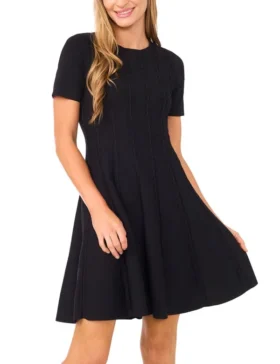 ELLA Short Sleeve Ribbon Stitch Mini Dress