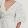 ELLARI Lace Puff Sleeve V-Neck Peplum Top