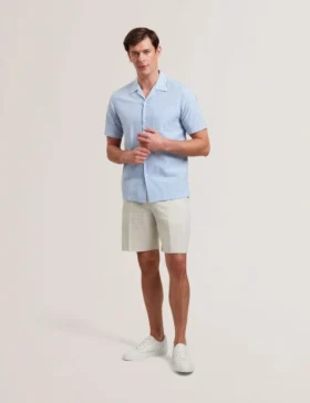 ELLYSON Striped Seersucker Relaxed Cotton Shirt