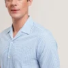 ELLYSON Striped Seersucker Relaxed Cotton Shirt