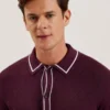 ELMDON Pointelle Diamond Knitted Long Sleeve Shirt