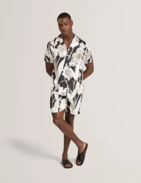 ELTHAMM Relaxed Botanical Print Pull-On Shorts