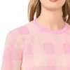 EUNICE Gingham Woven Knit Short Sleeve Top