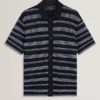 FLOREM Stitched Stripe Knit Short Sleeve Shirt
